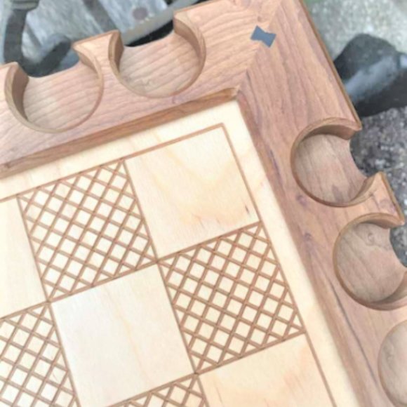 20" x 20" Carved Wood CHESS BOARD Michaud Toys Hand Crafted Pawn Bishop - Picture 3 of 6